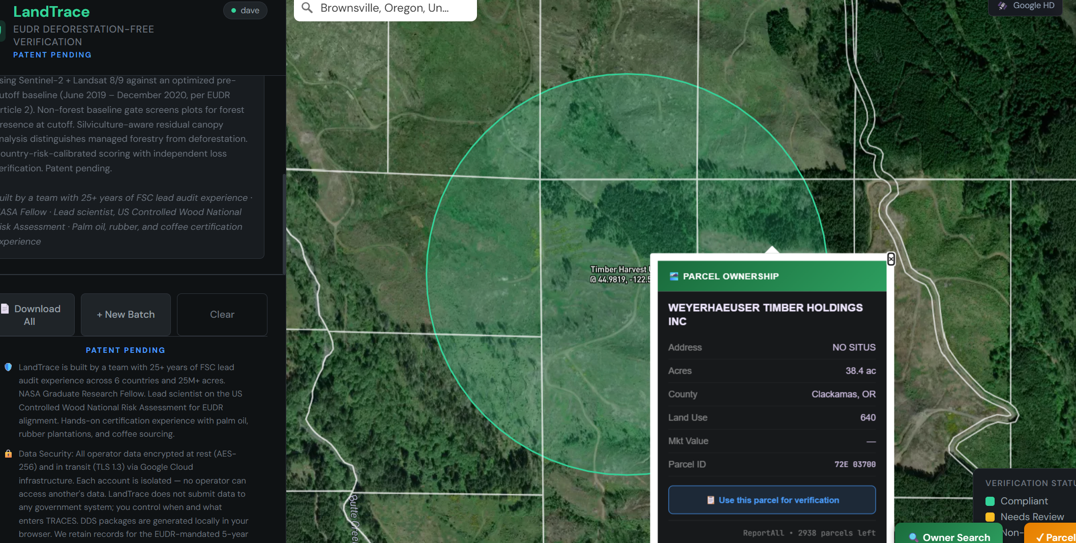 Look up a parcel by owner on satellite imagery